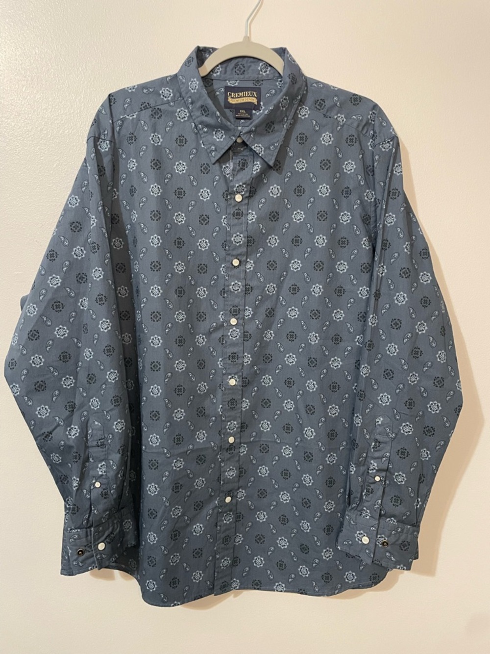 Daniel Cremieux Mens Snap Front Western Shirt Paisley Print 100% Cotton XXL Blue